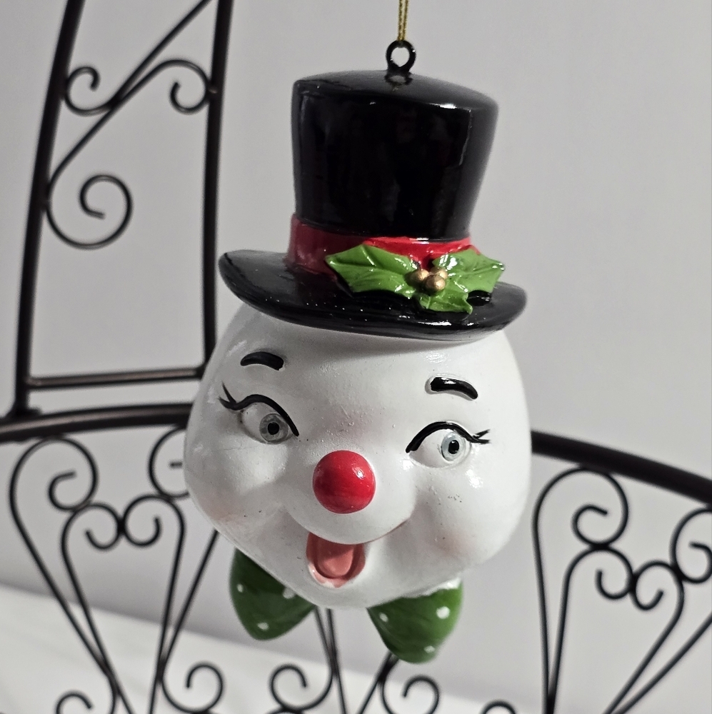 Kirklands home vintage look ceramic snowman ornament new